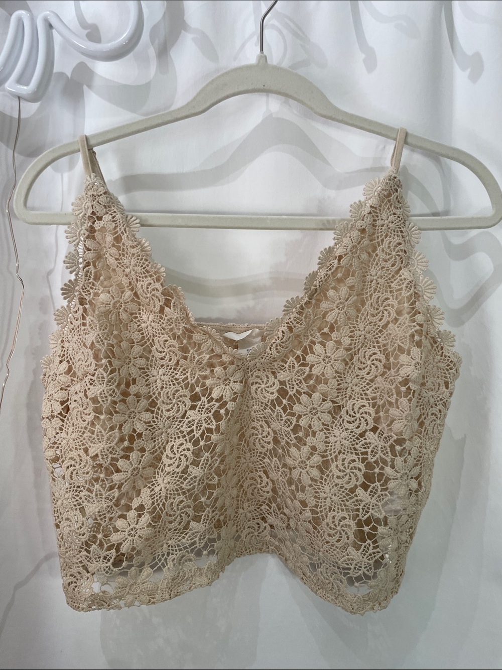 H&M Beige Floral Lace Bandeau Top